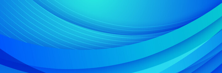 Fototapeta premium Abstract geometric blue wide background banner layout design. Blue abstract vector long banner. Minimal background with copy space for text. Modern abstract gradient light blue banner background