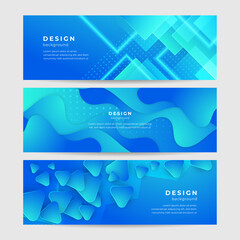 Abstract geometric blue wide background banner layout design. Blue abstract vector long banner. Minimal background with copy space for text. Modern abstract gradient light blue banner background