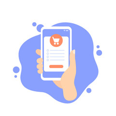 mobile shopping vector icon, smart phone in hand
