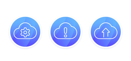 upload error, cloud computing line icons, vector