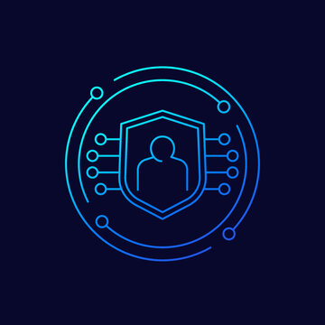 user privacy and protection line icon, vector