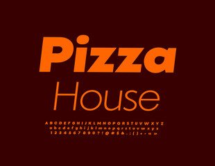 Vector bright Sign Pizza House.  Stylish Orange Font. Set of creative Alphabet Letters and Numbers
