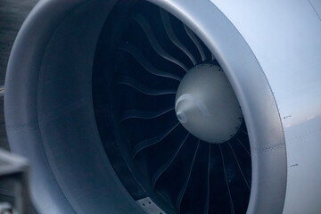 Turbine of a Boeing 777 is the most used aircraft in the world by tourists, travelers and...