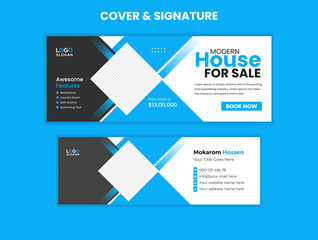 Modern House for sale cover banner and email signature