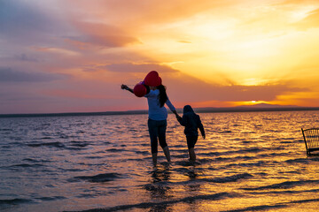 sunset on Salt Lake, Konya Turkey. Sunset with beautiful colorful sky and clouds