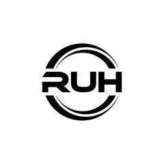 RUH letter logo design with white background in illustrator, vector logo modern alphabet font overlap style. calligraphy designs for logo, Poster, Invitation, etc.