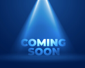 coming soon blue background with studio focus light