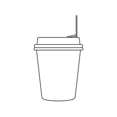 Paper Cup Outline Icon Illustration on White Background