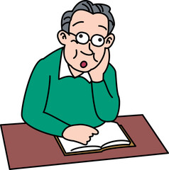 読書してウトウトする男性
