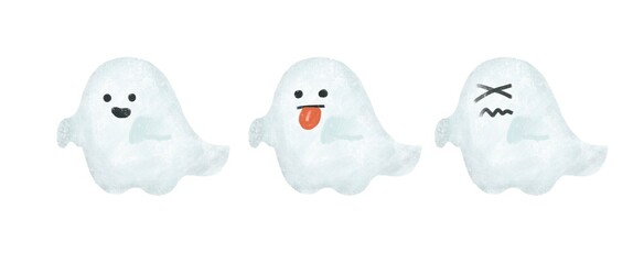 ハロウィン　おばけのイラスト © みずたにいぬ