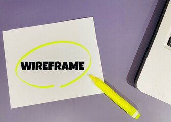 wireframe text on purple background
