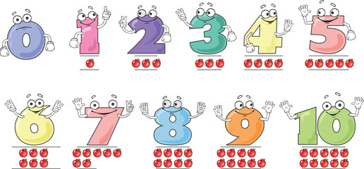 Fototapeta premium smiling colored numbers 1