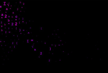 Dark Pink vector background with Digit symbols.