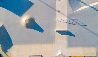 overhead aerial view of part of a skateboard track