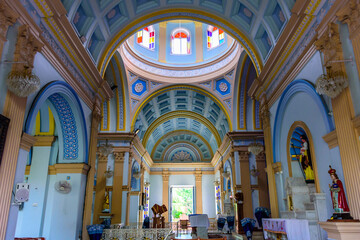 Fototapeta na wymiar Notre Dame des Anges in Pondicherry, (Christian Church). Our Lady of Angels Church is the fourth oldest church in Puducherry, a Union territory in South India