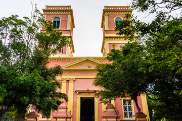 Fototapeta na wymiar Notre Dame des Anges in Pondicherry, (Christian Church). Our Lady of Angels Church is the fourth oldest church in Puducherry, a Union territory in South India