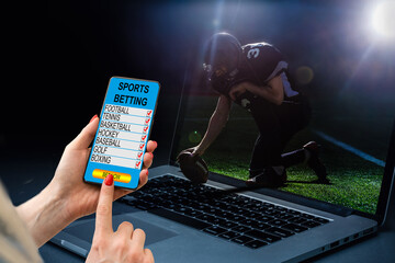 mobile phone and betting during a american football match