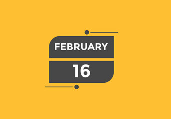 February 16 Calendar icon Design. Calendar Date 16th February. Calendar template 
