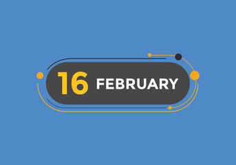 February 16 calendar reminder. 16th February daily calendar icon template. Vector illustration 
