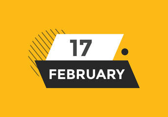 February 17 calendar reminder. 17th February daily calendar icon template. Vector illustration 
