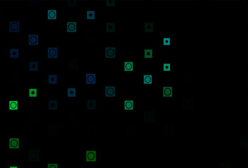 Dark Blue, Green vector backdrop with circles, squares.