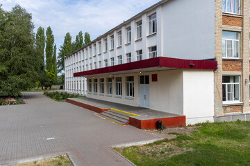Fototapeta na wymiar School in Russia view from a height