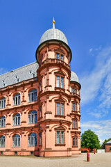 Fototapeta na wymiar Tower of renaissance castle called 'Schloss Gottesaue' in Karlsruhe city in Germany.