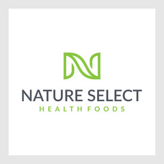Initial letter N logo. Vector N letter business,natural brand logo design