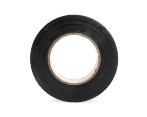 Reel of black insulating tape isolated on white