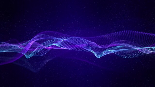 Abstract wave digital technology background with particles. Wave Digital particle cyber or technology background