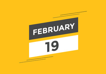 February 19 Calendar icon Design. Calendar Date 19th February. Calendar template 
