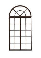 Beautiful wooden arch window frame isolated on white