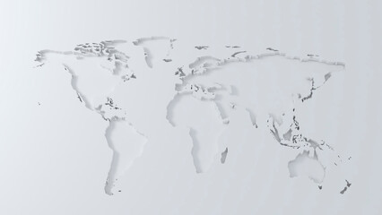 World map 3d illustration engraved