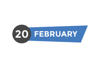 February 20 Calendar icon Design. Calendar Date 20th February. Calendar template 
