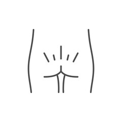 Hemorrhoidal pain line outline icon
