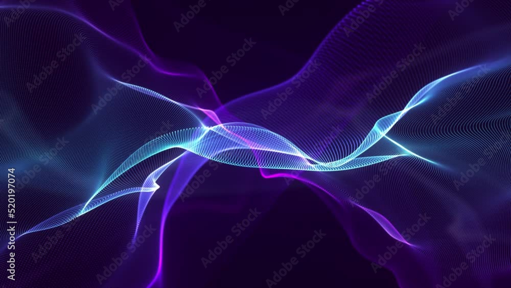 Poster abstract loopable blue and violet wavy motion background. concept of futuristic animation.