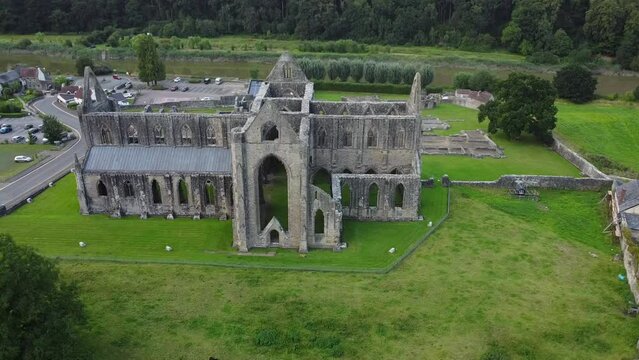 Aerial view of Tintern abbey, Wales