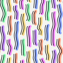 Brushstrokes motif geometric print. Paint brush smears seamless pattern. Freehand grunge design background. Trendy handdrawn modern simple geo ornament