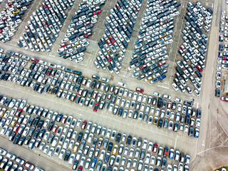 Aerial view of the customs car park