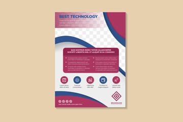 Template vector design for Brochure, AnnualReport, Magazine, Poster, Corporate Presentation, Portfolio, Flyer, infographic, layout modern with blue color size A4, Front and back, Easy to use and edit.