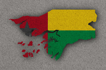Karte und Fahne von Guinea-Bissau auf Filz