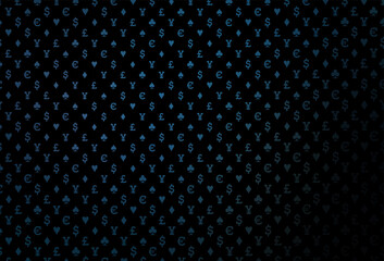 Dark blue vector texture with playing cards.