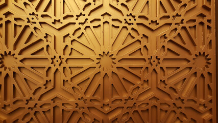 Arabesque Pattern Golden  islamic art patterns background.