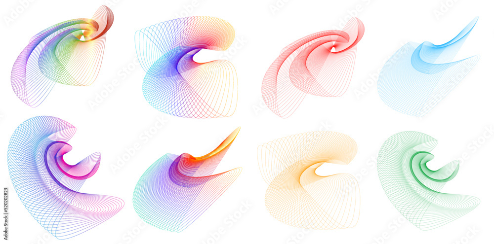 Poster set design element circle. isolated bold vector colors golden ring from. abstract glow wavy stripes 
