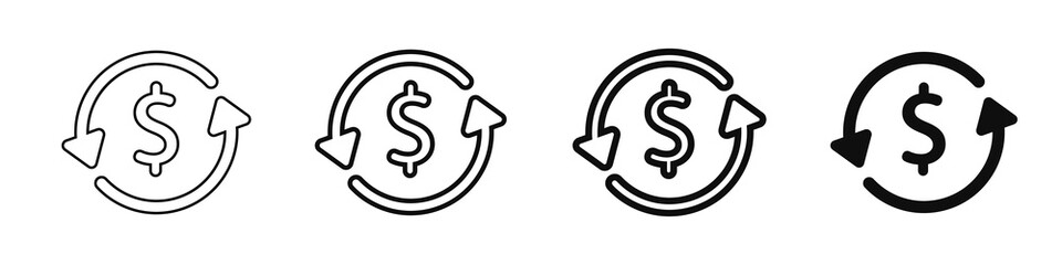 Refund money icons. Return on investment. Cash back. Vector illustration