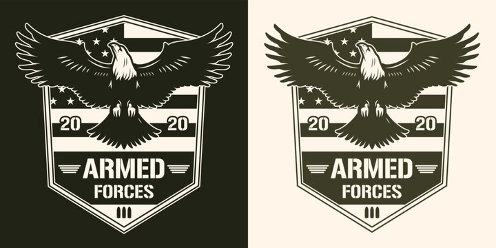 Military US vintage emblem monochrome