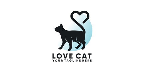 love cat logo design template