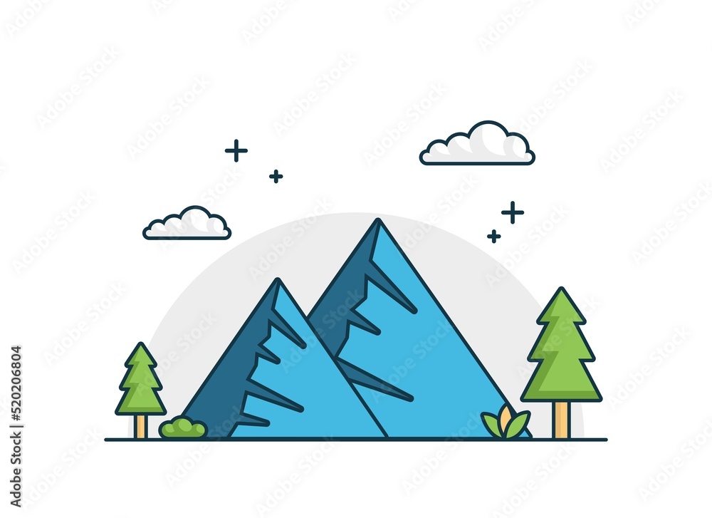 Wall mural Flat vector mountain in nature illustration