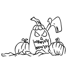 Pumpkin ghost Halloween day vector draw.