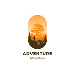 Mountain logo design vector illustration, outdoor adventure . Vector graphic for t shirt and other uses.